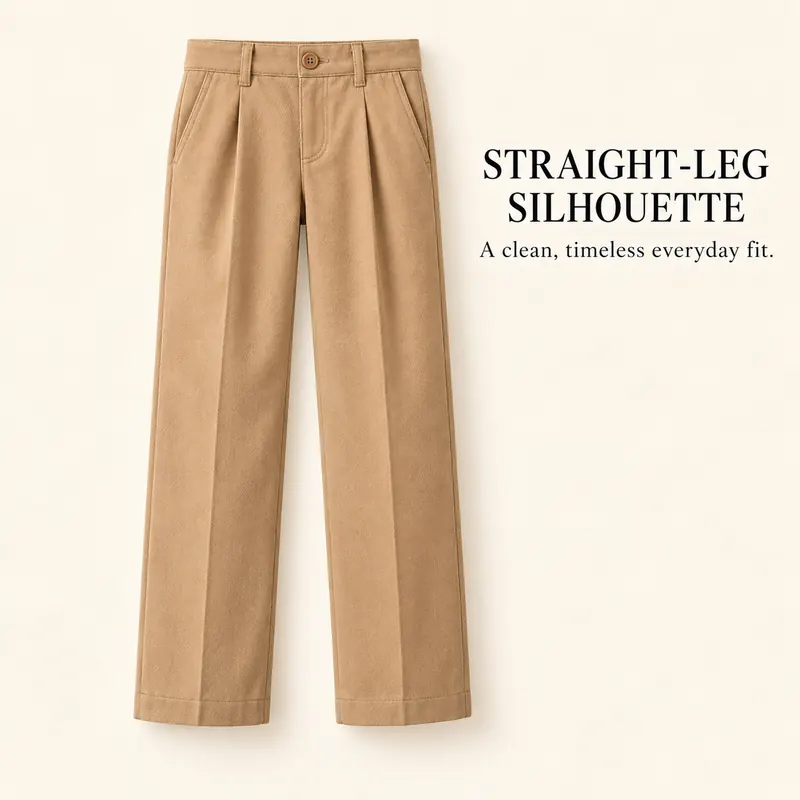 Children’s tailored trousers with front pleats and an adjustable waistband