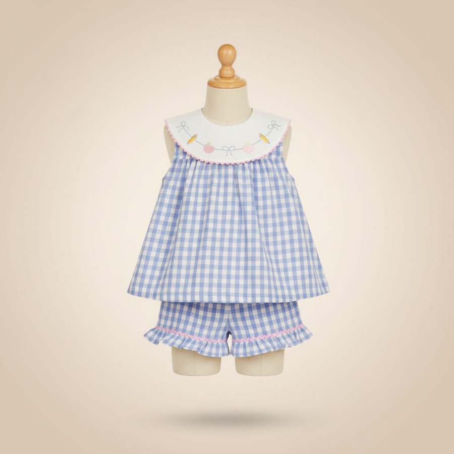 Gingham Top & Shorts Set